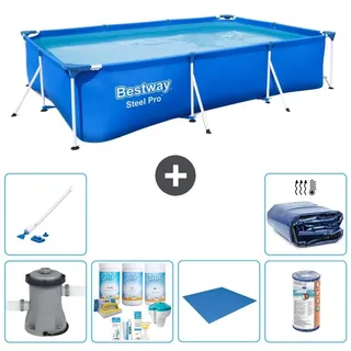 Bestway Steel Pro Rechteckig - 300x201x66 cm - 7-teilig S21572 - Blau
