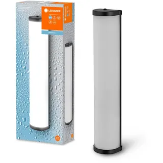 LEDVANCE Badezimmerleuchte für die Wand in Zylinderform mit 450mm Durchmesser, schwarz, E14-Sockel (kein Leuchtmittel dabei), IP44-Schutz, klassisch-modisches Design