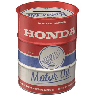 Nostalgic-Art Retro Spardose, 600 ml, Honda MC – Motor Oil – Geschenk-Idee für Honda-Zubehör Fans, Original Lizenzprodukt (OLP), Sparschwein aus Metall, Vintage Blech-Sparbüchse
