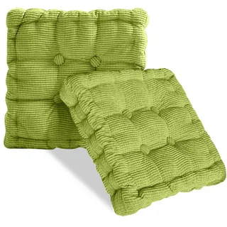 Umllpet Sitzkissen Outdoor, 2 Stück Stuhlkissen 40x40cm, Bodenkissen Sitzkissen, Dickes Matratzenkissen 10cm, Dicke Bodenkissen für Zuhause, Büro, Küche, Esszimmer, Indoor & Outdoor(Grün)