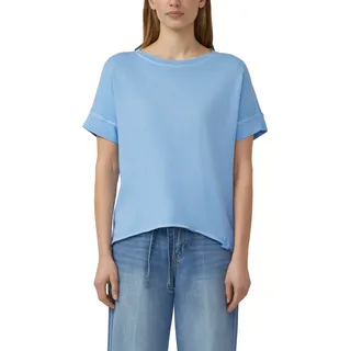 T-Shirt S.OLIVER, Damen, Gr. 42, blau, Web, Obermaterial: 100% Baumwolle, unifarben, relaxed fit normal, Rundhals, Bündchen, Shirts T-Shirt, mit offenem Saum