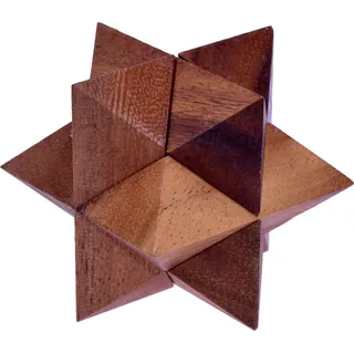 Stern Gr. S – 3D Puzzle aus Holz 5 cm - Knobelspiel mit 6 identischen Bausteinen