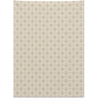 Abakuhaus Damast Wandteppich, Zierquadratlinien aus Weiches Mikrofaser Stoff Kein Verblassen Klare Farben Waschbar, 110 x 150 cm, Kakao Elfenbein