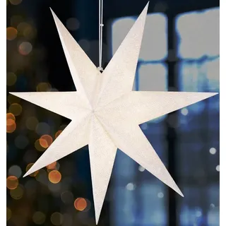 Brubaker 60 cm Weihnachtsstern für Innen - Adventsstern mit E14 Fassung Hängend - Fenster Leuchtstern zum Aufhängen - Stern Set Weihnachten mit 3,5 m Kabel - 3D Papierstern Deko - Weiß