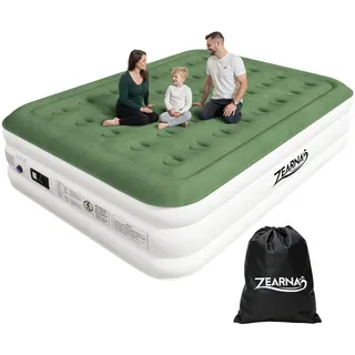 Zearna luftmatratze selbstaufblasend, 203x152x46cm luftbett 2 Personen in 3 Minuten, Aufblasbare Matratze Gästebett mit Eingebauter Elektrischer Pumpe, Aufblasbares Bett für Heimgebrauch