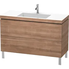 Duravit L-Cube Möbelwaschtisch c-bonded mit Unterbau bodenstehend, 120x48 cm, 2 Auszüge, ohne Überlauf, 1 Hahnloch, Farbe: Tessiner Kirschbaum