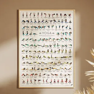 FOLLYGRAPH Yoga Poster NEUE EDITION - 150 Asanas - Yoga Geschenk (50x70 cm)