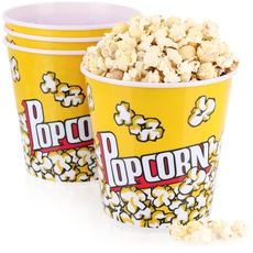 com-four® 4x Popcorn-Eimer XL - Wiederverwendbare Popcornschüssel - Popcornbecher im Retro-Look - Großer Popcorn-Becher für den Filmabend - 2,8 Liter (2.8 Liter - 4 Eimer)