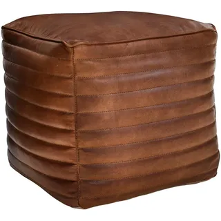 Landscape Pouf , Cognac , Leder , Echtleder , Ziegenleder , Füllung: Baumwollfüllung , 40x40x40 cm , Indoor , Wohnzimmer, Sessel, Hocker & Hockerbänke, Poufs