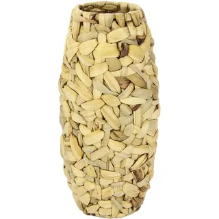 Flair Flower Wasserhyazinthenvase Blumenvase Topf Übertopf Vase für künstliche Blumen Kunstblumen oder Pampasgras Pflanzen Muttertag Deko längliche große schmale hohe Handgemachte geflochtene Tisch-Vase Bodenvase