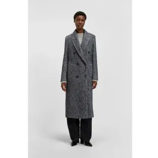 BOSS für Damen. 50548092 Langer Crossover-Mantel mit grauem Maxi-Print (34), Lässig, Polyamid