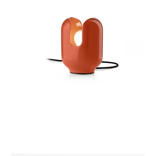 Tischlampe Keramik klein 20 cm hoch Orange E27 Retro Handarbeit Tischleuchte