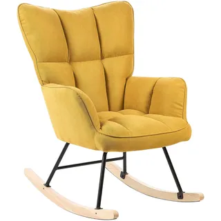 Beliani Schaukelsessel Oulu Stoff 71 x 108 x 83 cm Gelb