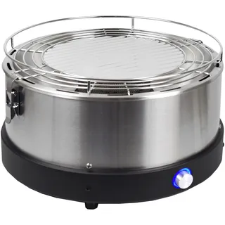 Syntrox Raucharmer Holzkohlegrill aus Edelstahl rund, H 195 mm
