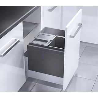 HAILO 3631591 Abfallsorter 44 (18 + 2x13) Liter TRIPLE XL 500 für 50 cm Schrankbreite - Dunkelgrau
