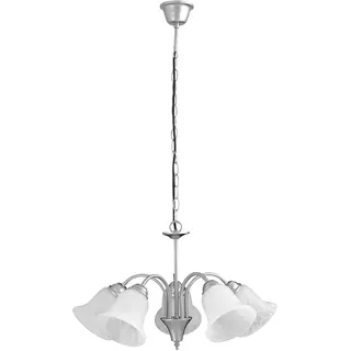 Rabalux 7365 Kronleuchter 5 Spots Francesca, E14, silber-weiß, rund, Standard, ø600mm - Silber, Weiß