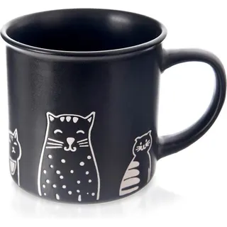 Keramikbecher schwarze Katzen 500 ml - Schwarz, Weiß