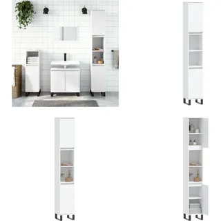 vidaXL Badschrank Weiß 30x30x190 cm Holzwerkstoff - Badezimmerschrank - Badezimmerschränke - Schrank - Schrank Für Das Badezimmer - Weiß