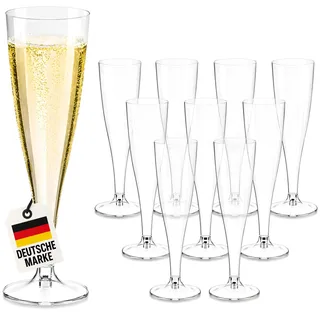 WELLGRO Sektgläser Set aus Kunststoff 100ml mit Eichstrich Sektkelch glasklar BPA-frei Mehrweg Wiederverwendbar Champagner Prosecco, Stückzahl:30 Stück