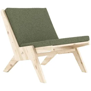 Loungesessel KARUP DESIGN "Sway Lounge Chair, ohne Armlehnen, aus FSC-zertifiziertem Massivholz", grün, B:67,5cm H:67,5cm T:75cm, 100% Polyurethan, Sessel, Loungesessel, Matratze mit Bouclé-Bezug in mehreren Farben, Made in Europe