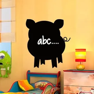 Ambiance Sticker Kreidetafel – Wandsticker, selbstklebend, abwischbar – Silhouette kleines Schwein – H 30 x B 30 cm