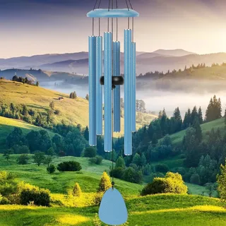 Windspiele FüR DraußEn HäNgend Windspiele - 6 RöHren Chimes FüR Garten, Balkon,Windspiel Garten -Gartendekoration Klangspiel(32" Blau.)