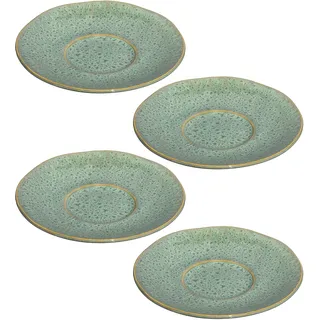 LEONARDO Matera Unterteller 4-er Set, spülmaschinengeeignete Steingut-Unterteller für Matera Tassen, 4 Keramik-Untertassen, Ø 15 cm, grün, 018593
