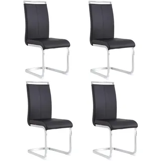Flieks Freischwinger 4er Set Kunstleder Schwarz Metallgestell 120kg , Leder , 42x100x54 cm , Esszimmer, Stühle, Schwingstühle
