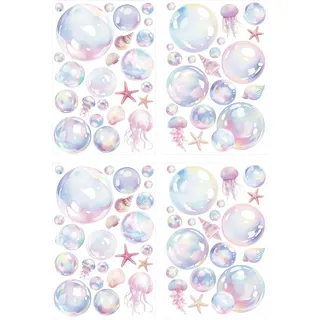 4 Bögen Blasen-Wandaufkleber, Bunte Blasen-Wandausschnitte Aufkleber Ozean-Wandsticker Seifenblasen Hintergrunddekoration Badezimmer Geburtstag Unterwasser-Meerjungfrau-Mottoparty(Stil 1)