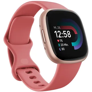 Fitbit Versa 4 BT 41,0 mm Aluminiumgehäuse rosa Silikonarmband rosa L