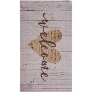 Fußmatte KAYOOM "Cosy Entry 625", beige, B:45cm H:6mm L:75cm, Polyamid, Teppiche, Fußmatte, Türmatte, Schmutzfang, Welcome Herz, Eingang