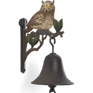 Moritz Türglocke Glocke Eule Uhu Vögel Fantasie Wandglocke Gartendeko Gusseisen Rustikal Antik Design Stil Retro Klingel