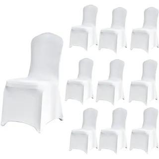 Rhinocerosdance Stuhlhusse 10 Stück Waschbarer Chair Covers Stuhlhussen Stretch Stuhlhussen WeißAbnehmbarer Universeller Stuhlbezug Wiederverwendbar für Geburtstagsfeier Dekoration (weiß)