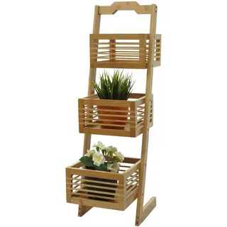 Regal HWC-M21, Standregal Badregal Ablageregal Wohnregal mit 3 Körben, Bambus 77x23x30cm