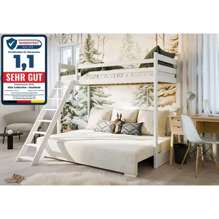 Kids Collective Etagenbett Kids Collective 140 x 200 cm Kiefer massiv weiß Creme