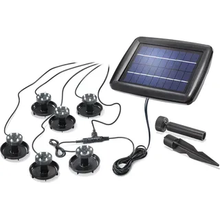Solar Unterwasserstrahler Super Splash, 6er Set, Akku, LED Spot, Bodenleuchte, Teichbeleuchtung, Erdspieß, IP68, wasserdicht, wetterfest, außen, 102150