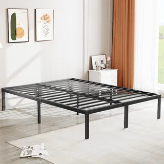 Sweetcrispy Bett 180x200, Bettgestell aus Metall, Modern Jugendbett mit Lattenrost, Höhe 35 cm mit Stauraum unter dem Bett, Doppelbett Einzelbett Schwarz