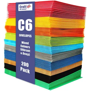 Craft UK 2348-200 C6 Briefumschläge in verschiedenen kräftigen und tiefen Farben