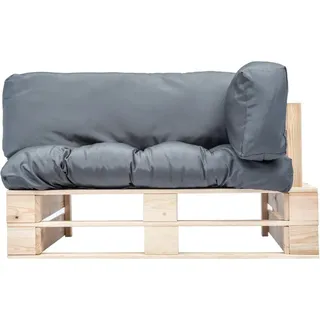 vidaXL Outdoor-Sofa Paletten mit Kissen in Grau Kiefernholz