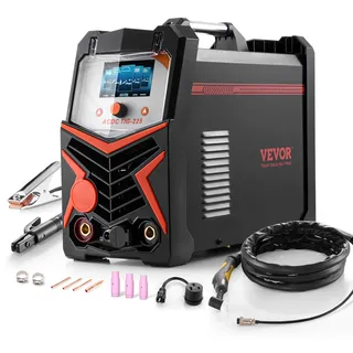 Vevor WIG-Schweißgerät, 6-in-1-Aluminium-Schweißgerät (großes LED-Display) – AC WIG/DC WIG/AC Pulse WIG/DC Pulse WIG/Spot WIG/MMA (Stick), Elektroschweißgerät mit IGBT-Wechselrichter