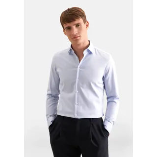 Businesshemd SEIDENSTICKER "Schwarze Rose", Herren, Gr. M (39), normale Ärmellängen, blau (mittelblau), 100% Baumwolle, unifarben, skinny fit, 2-Knopf-Manschette, Hemden Businesshemd, X-Slim 1/1 Kentkragen Uni