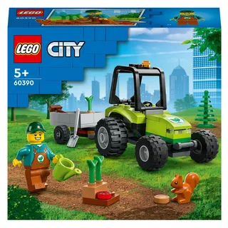 LEGO 60390 City Kleintraktor, Spielzeug-Traktor mit Anhänger, Fahrzeug zum Bauernhof-Set mit Gärtner-Minifigur & Tierfigur, Konstruktionsspielzeug ab 5 Jahren