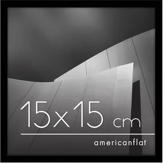 Americanflat Bilderrahmen 15x15 cm aus Kunststoff - Bilderrahmen quadratisch 15x15 cm mit bruchsicherer Scheibe - inklusive Ständer und integrierter Aufhängung - Schwarz