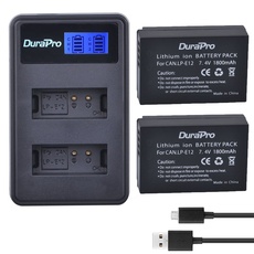 DuraPro 1800mAh 2Stk LP-E12 LP E12 LPE12 Akku + LCD Dual USB Ladegerät für LP-E12, LC-E12 Akku und EOS M, EOS M2, EOS M10, EOS M50, EOS Rebel SL1, EOS 100D Digitalkameras