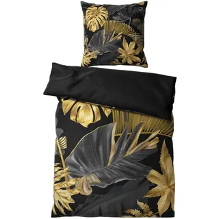 Sanilo Golden Leaves Floral Schwarz/Gold 135 x 200 cm + 80 x 80 cm