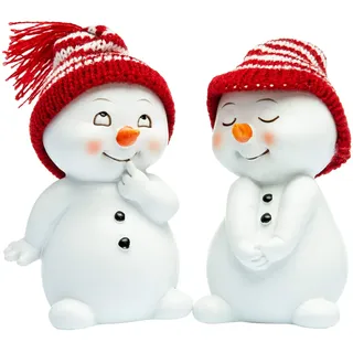 SIKORA DK32 Schneemann mit Strickmützen Dekofiguren für Weihnachten und Winter 2er Set H:11cm