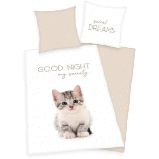 Herding Bettwäsche Katzen 2tlg. Katzenbaby 135x200 cm (80x80 cm) 100% Baumwolle
