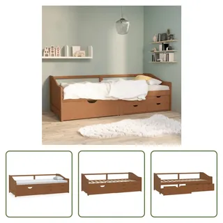 The Living Store Tagesbett 3-Sitzer Schubladen Honigbraun Kiefernholz 90x200 cm - Braun