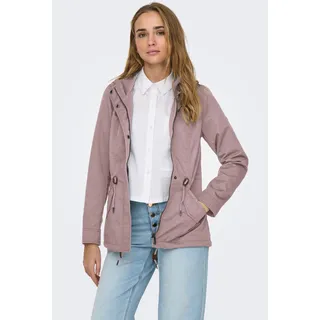 Parka ONLY "ONLLORCA LIFE CANVAS PARKA CC OTW", Damen, Gr. S, burnished lila, Web, Obermaterial: 80% Polyester, 20% Baumwolle, unifarben, regular fit hüftlang, Jacken Parka, mit Kordelzug in der Taille