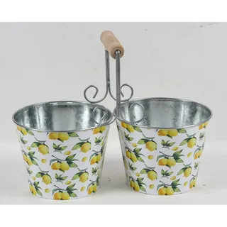 Pflanztopf-Doppel Blumentopf Blumengefäß Pflanzkübel PROVENCE Metall circa 26 cm